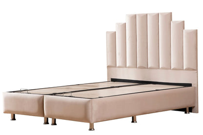 NATURA - Lit coffre velours beige